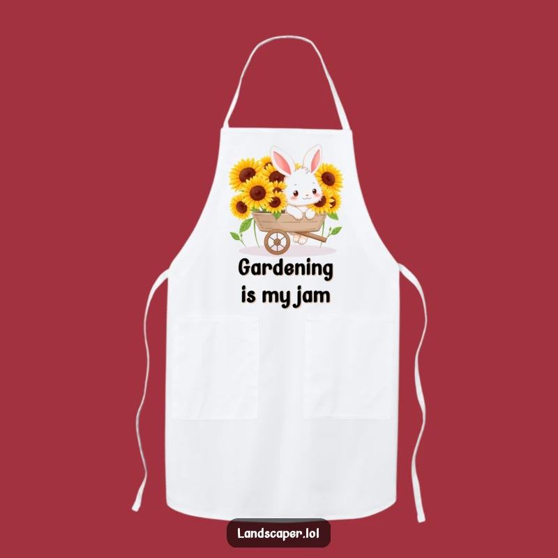 Funny Bunny Sunflower Apron: Cheerful Kitchen Wear for Gardeners