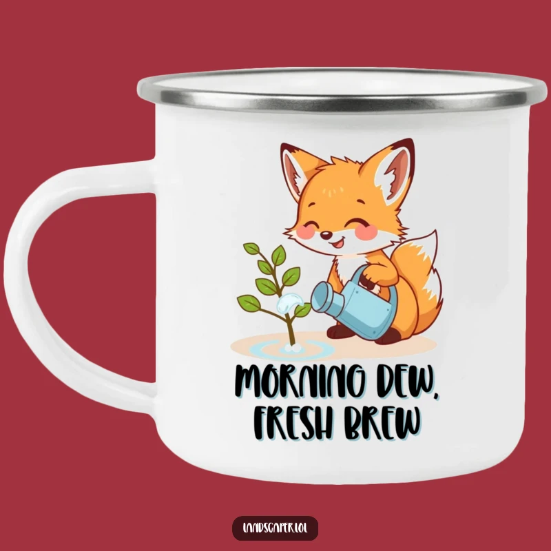 Funny Fox Cub Watering Sapling Camping Mug: Durable & Adorable Nature Gift