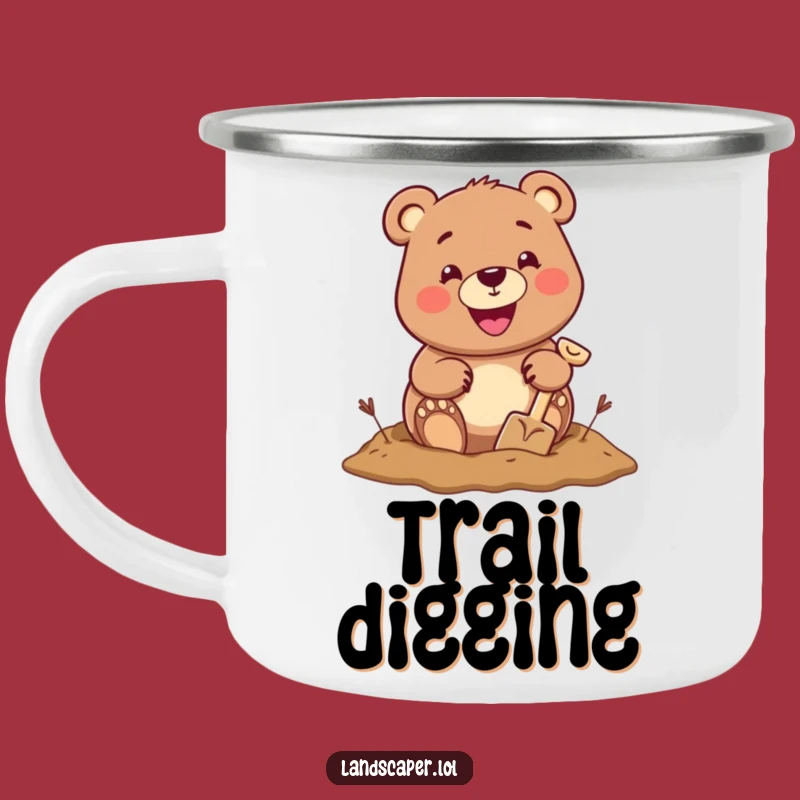 Funny Bear Digging Camping Mug: Adventure Fuel with a Cheerful Grin
