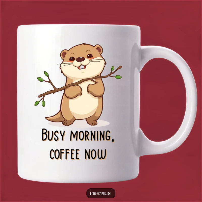Funny Otter Woodworker Mug - Determined Expression & Pruning Branch - Perfect Gift!