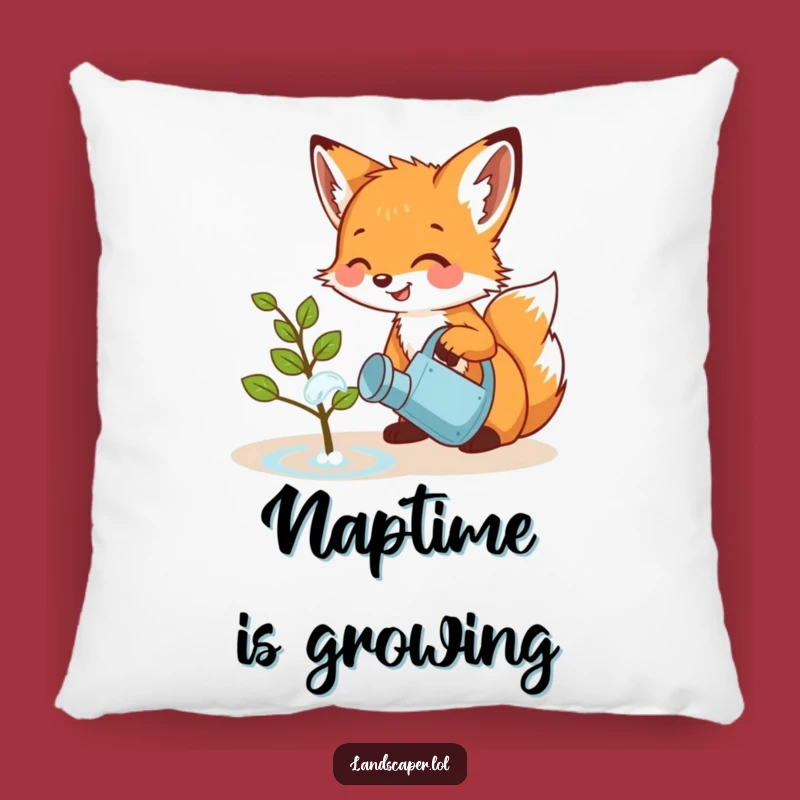 Funny Fox Cub Watering Sapling Pillow: Cozy & Adorable Accent Cushion Gift