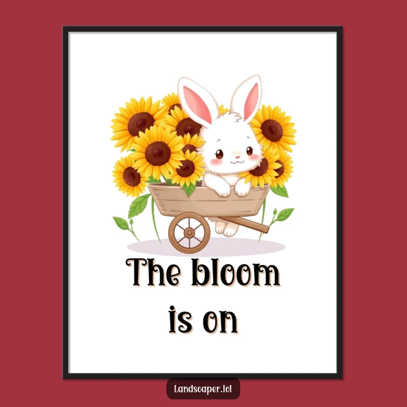 Funny Bunny Sunflower Digital Art: Printable Garden Cheer