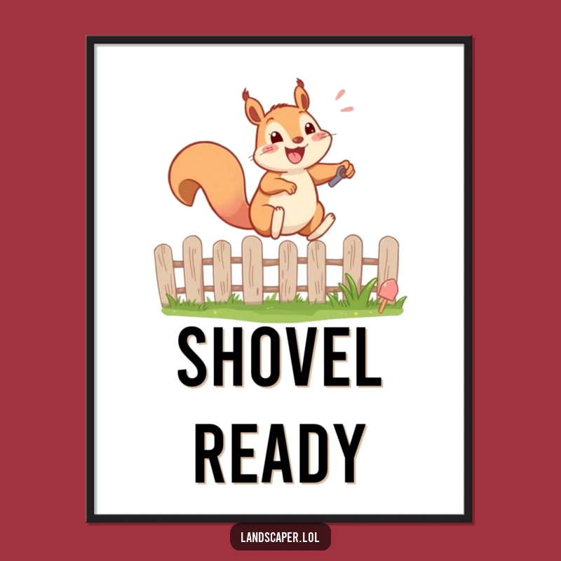 Funny Squirrel Leaping Fence Digital Art: Energetic Instant Download