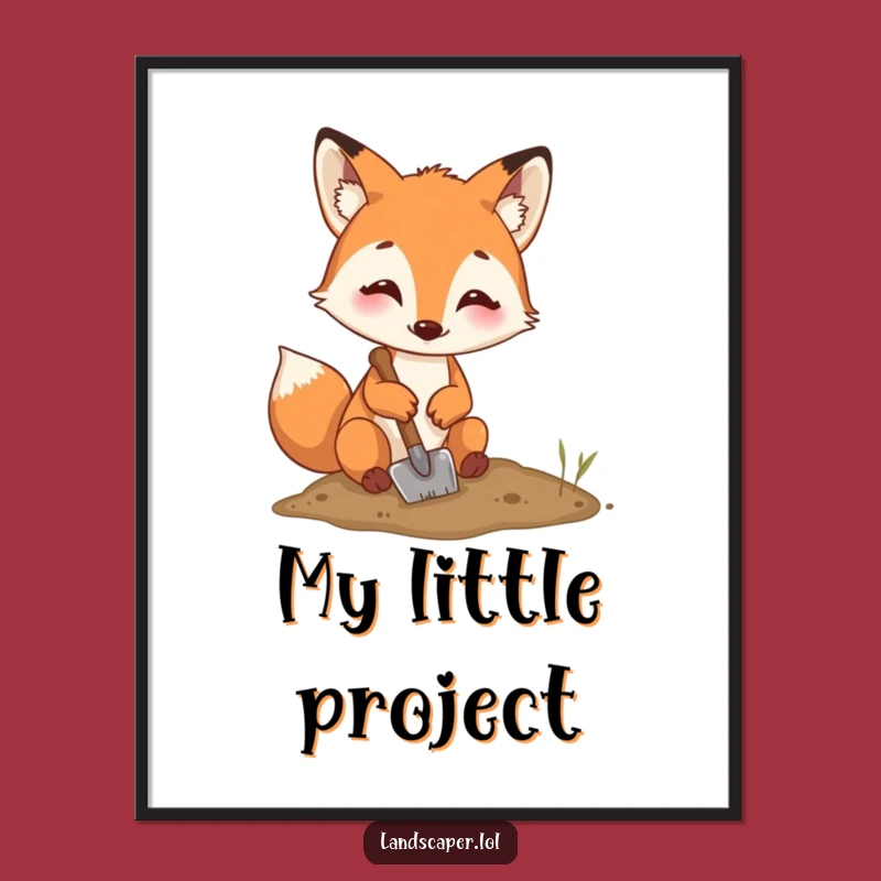 Funny Fox Digging Digital Art: Instant Hilarious Woodland Decor for Your Walls