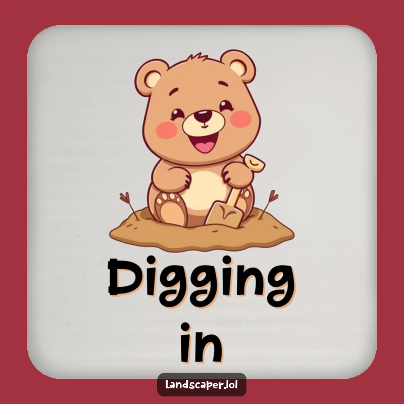 Funny Bear Digging Drink Coaster: Protect Surfaces with Adventurous Grin