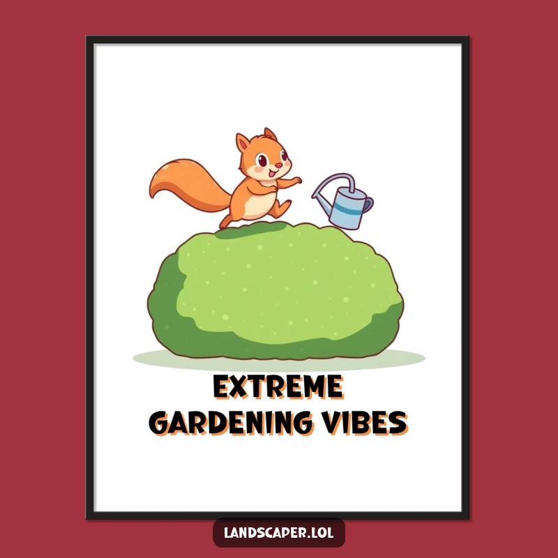 Funny Squirrel Art Print - Hilarious Garden Scene for Wall Decor - Perfect Gift!