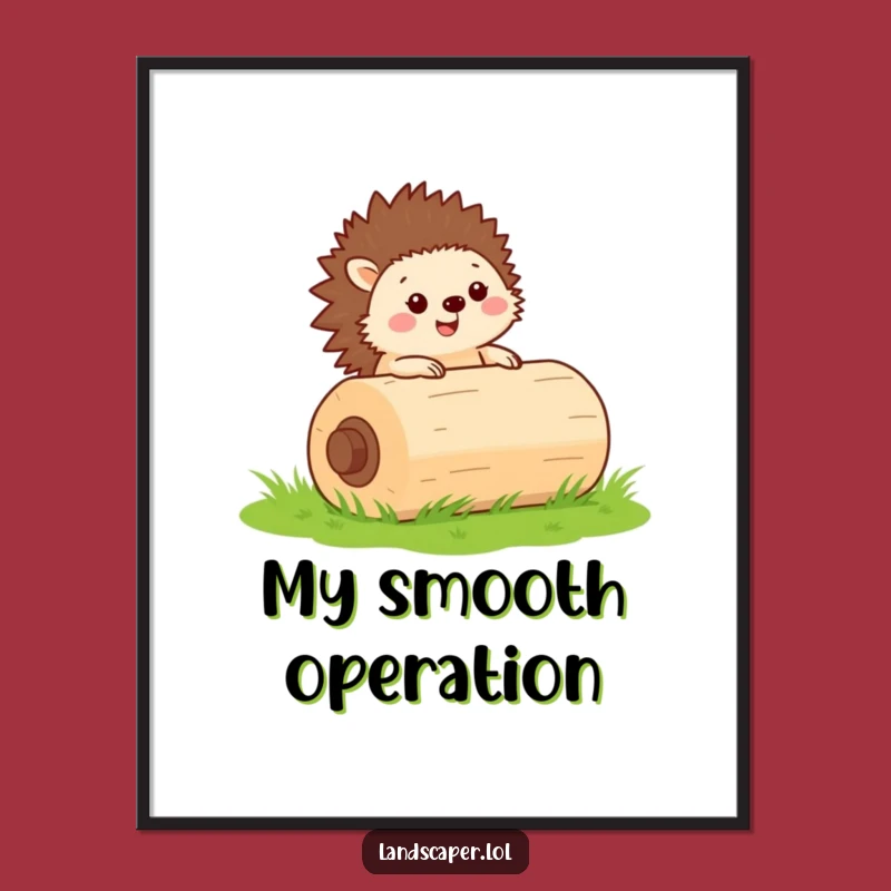 Funny Hedgehog Roller Poster: Adorable Lawn Care Art