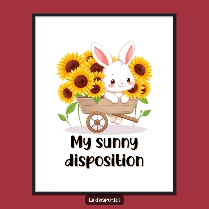 Funny Bunny Sunflower Poster: Cheerful Garden Art for Your Walls