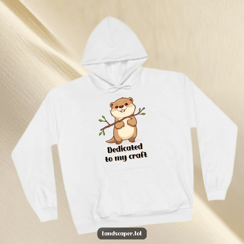 Funny otter with a purposeful expression holding a pruned branch. This hoodie is perfect for staying warm while getting things done.