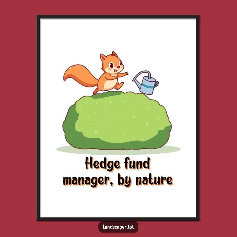 Free Printable Wall Art: Funny Squirrel Leaping Hedge, Humorous Downloadable Decor Gift