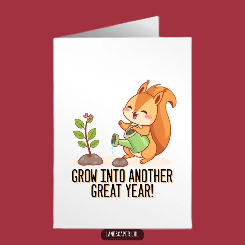 Free Printable Birthday Card: Squirrels Growing Wishes, Nurturing Downloadable Greeting