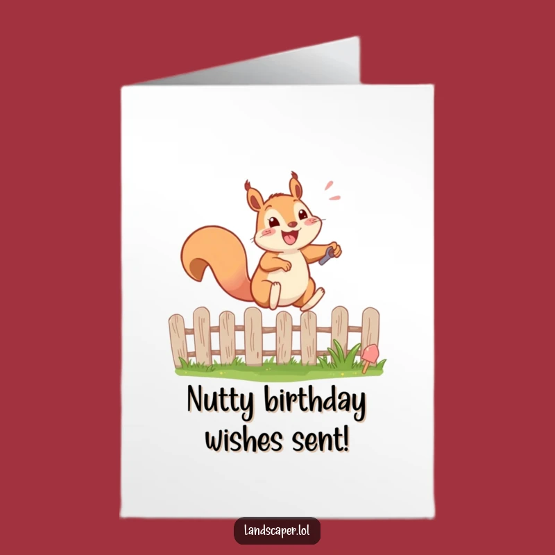 Free Printable Squirrel Birthday Card: Funny Leaping Squirrel - Downloadable Garden Gift