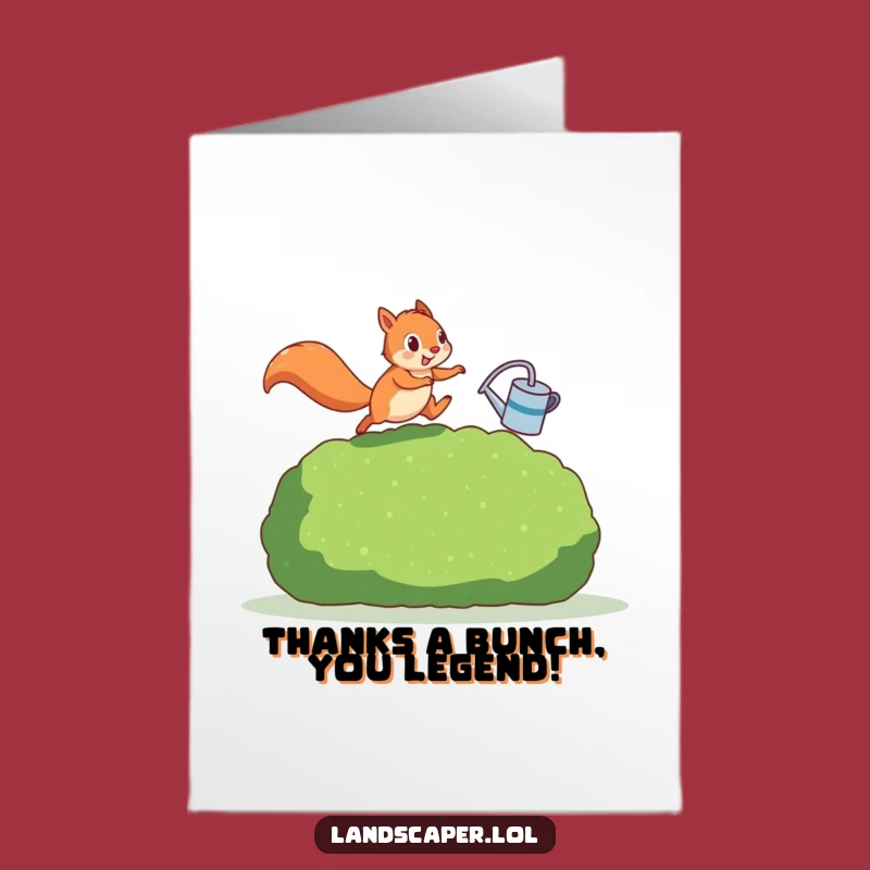 Free Printable Thank You Card: Squirrel Leaping Hedge, Funny Downloadable Gratitude Gift
