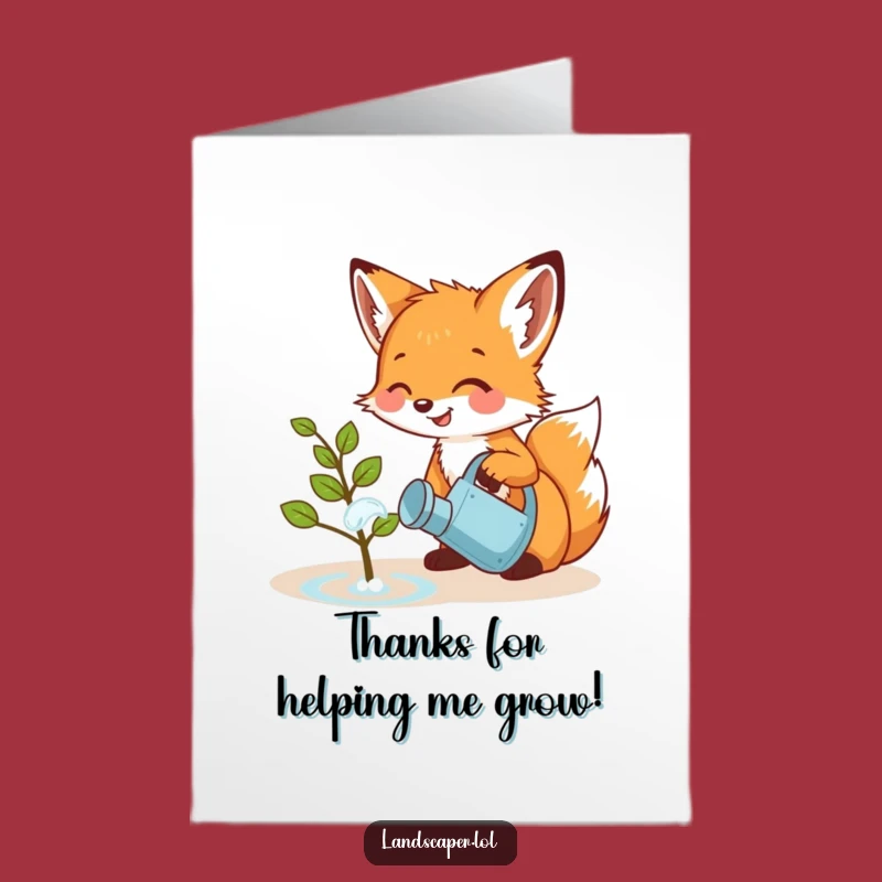 Free Printable Fox Cub Thank You Card: Funny Watering - Downloadable Gratitude Gift