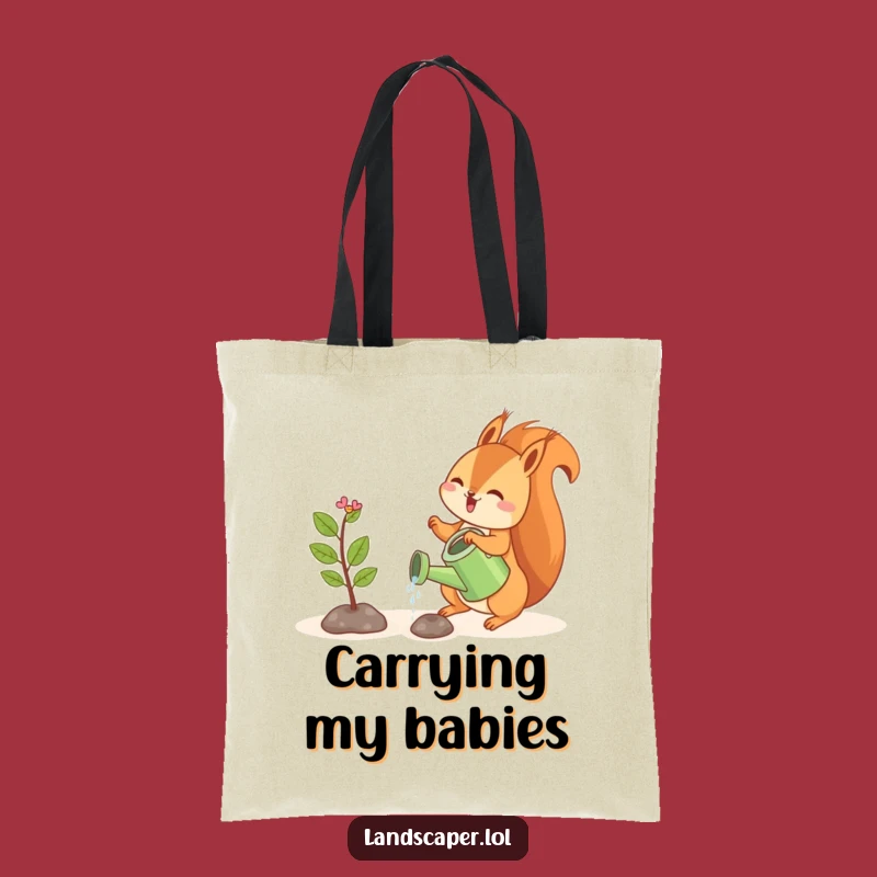 Funny Squirrel Sapling Tote Bag: Carry Your Green Thumb