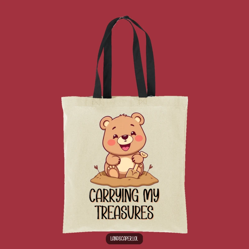 Funny Bear Digging Tote Bag: Carry Your Gear with Adventure Spirit