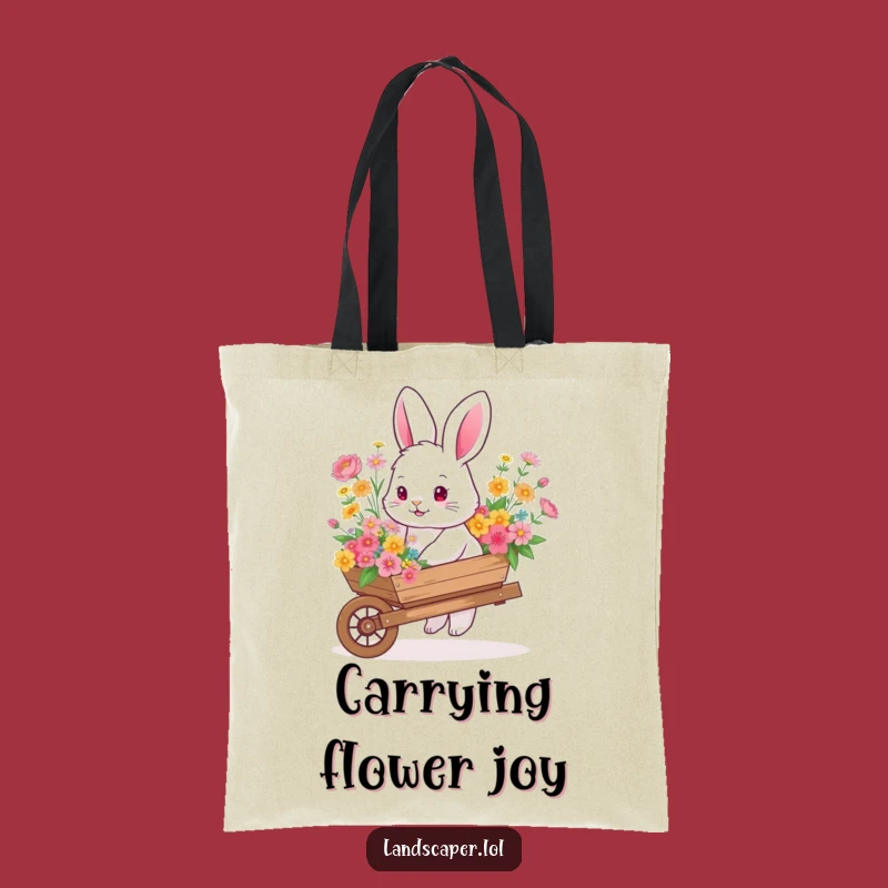 Funny Bunny Flower Wheelbarrow Tote Bag: Carry Your Garden Treasures