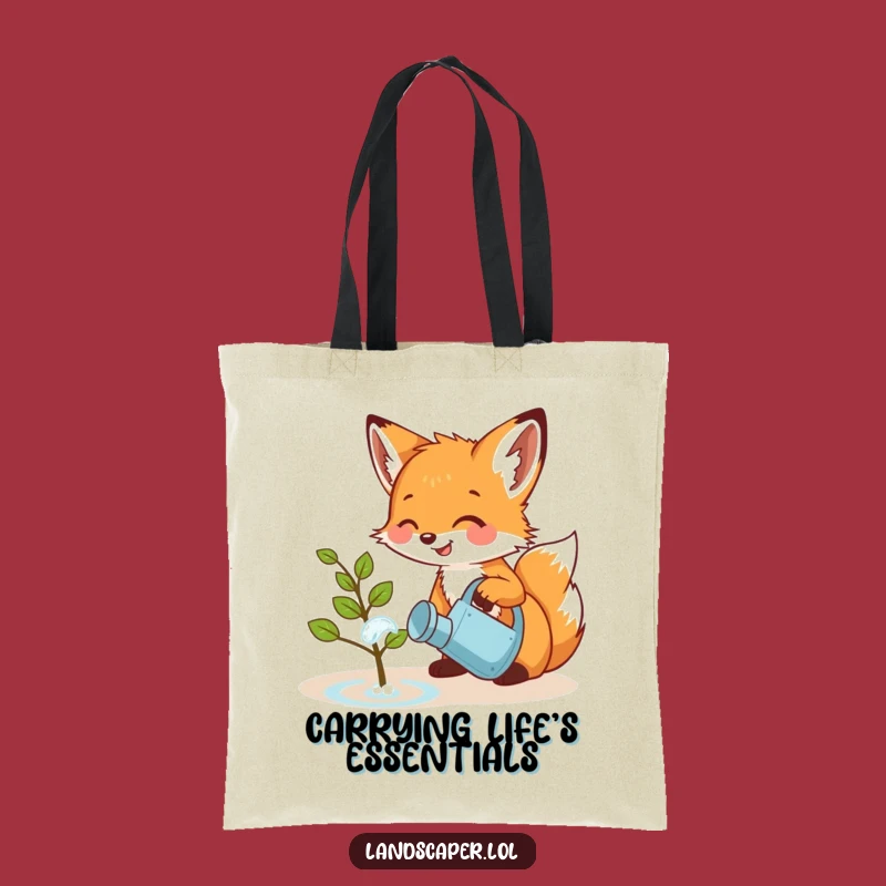 Funny Fox Cub Watering Sapling Tote Bag: Practical & Hilarious Nature Gift